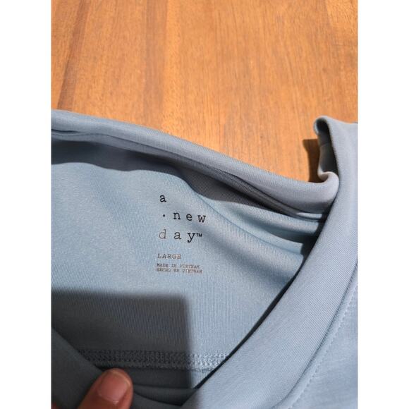 A New Day  Light Blue Long Sleeve Athletic Sweater   L - Picture 3 of 4